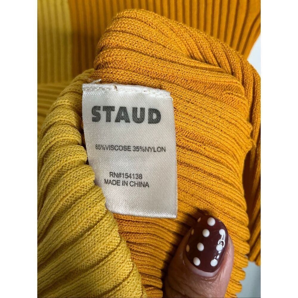 Staud Brice Two Tone Knit Top | Orange and Yellow in XS - Picture 4 of 5